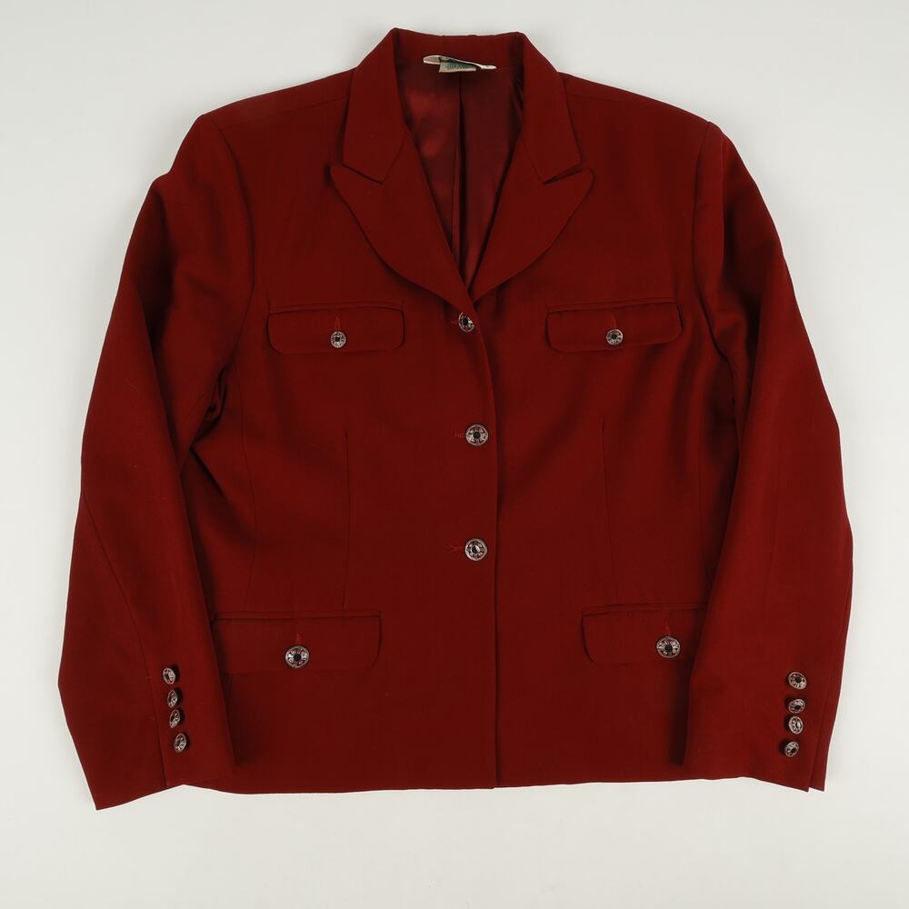 Vintage Austin Reed Womens 16 Cropped Jacket Blazer Burgundy Dark Red Wool